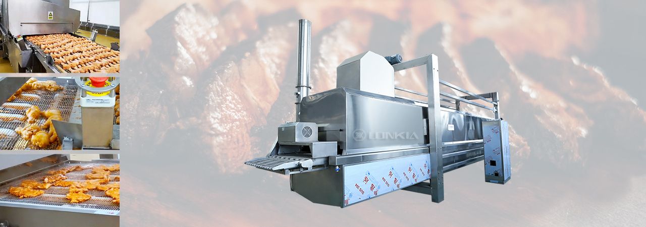 Meat Steaming Frying and Baking Processing Line Solution